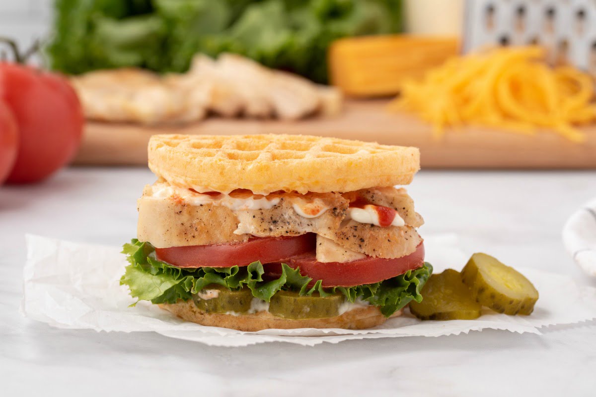 Low Carb Chicken Chaffle Sandwich - No Sugar No Flour Recipes