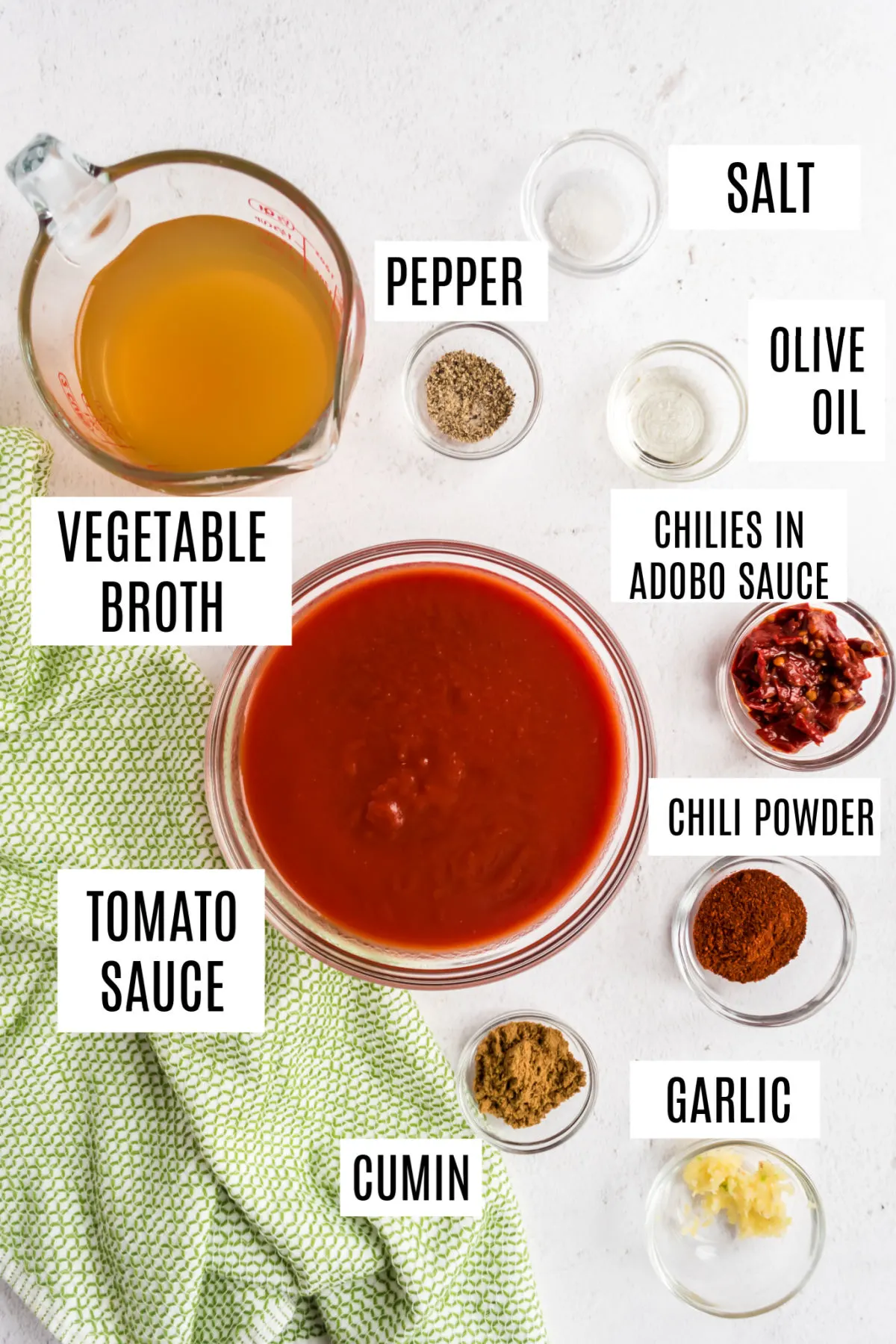 Ingredients needed for homemade enchilada sauce with no sugar.