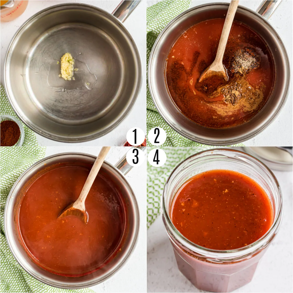 Step by step photos showing how to make sugar free enchilada sauce.