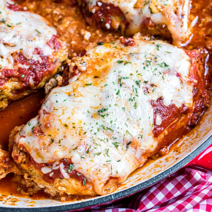 Baked chicken parmesan with no sugar and no flour added.