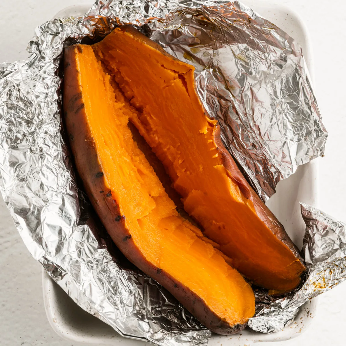 Sweet potato baked in foil.