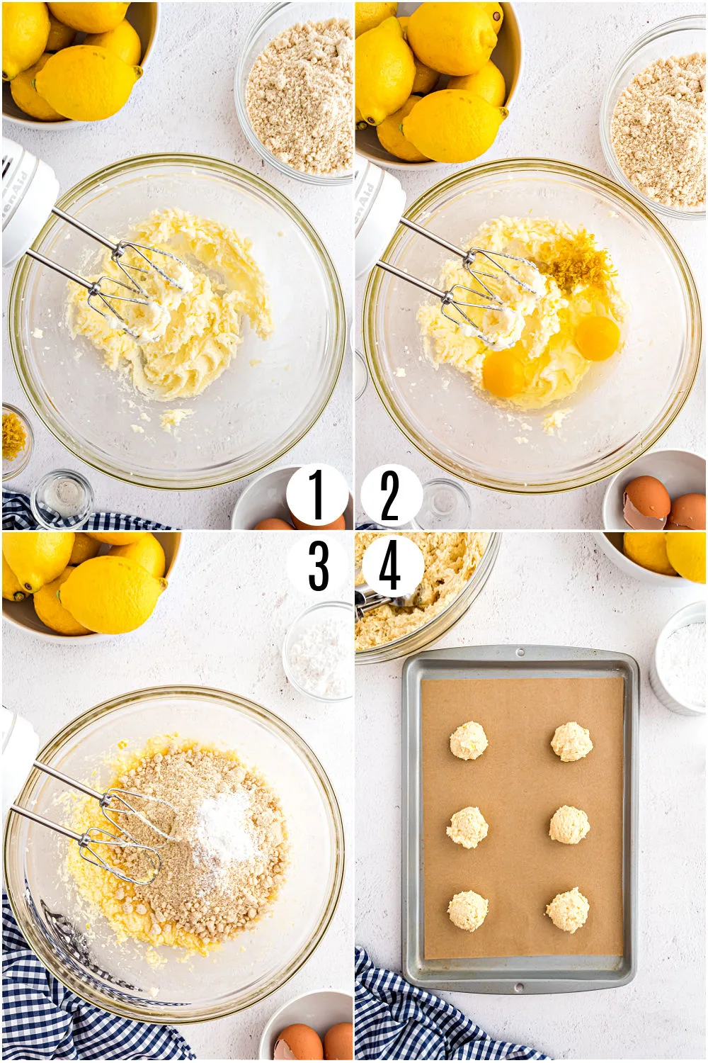 Step by step photos showing how to make sugar free lemon cookies.