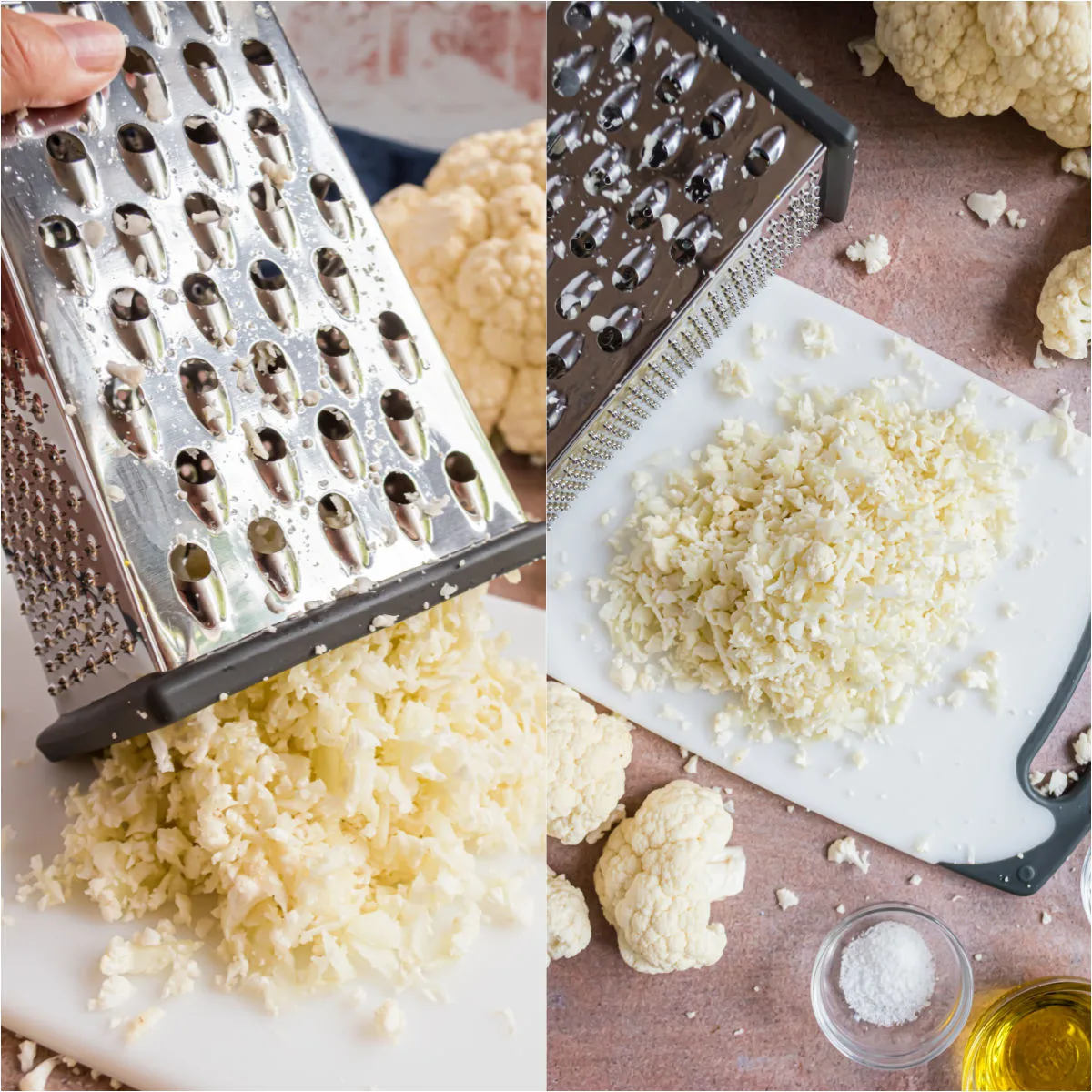 How to make cauliflower rice with a box grater.