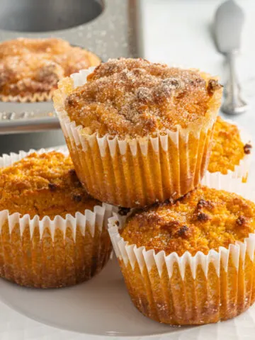These are the best gluten free Pumpkin Muffins ever! Made with real pumpkin and fall spices, this keto muffin recipe will have you ready for sweater weather.