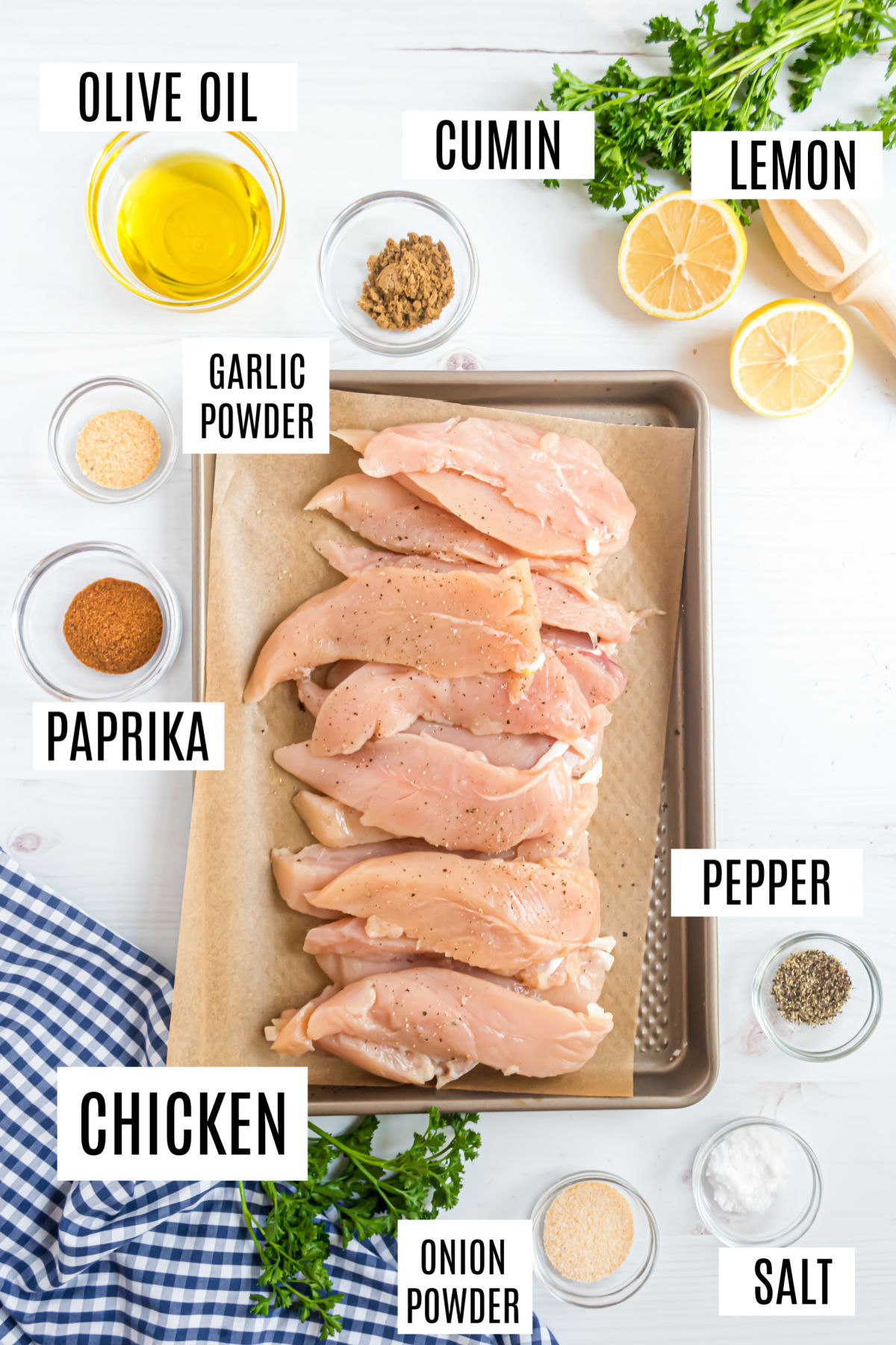Ingredients needed for easy chicken tenders on the grill.