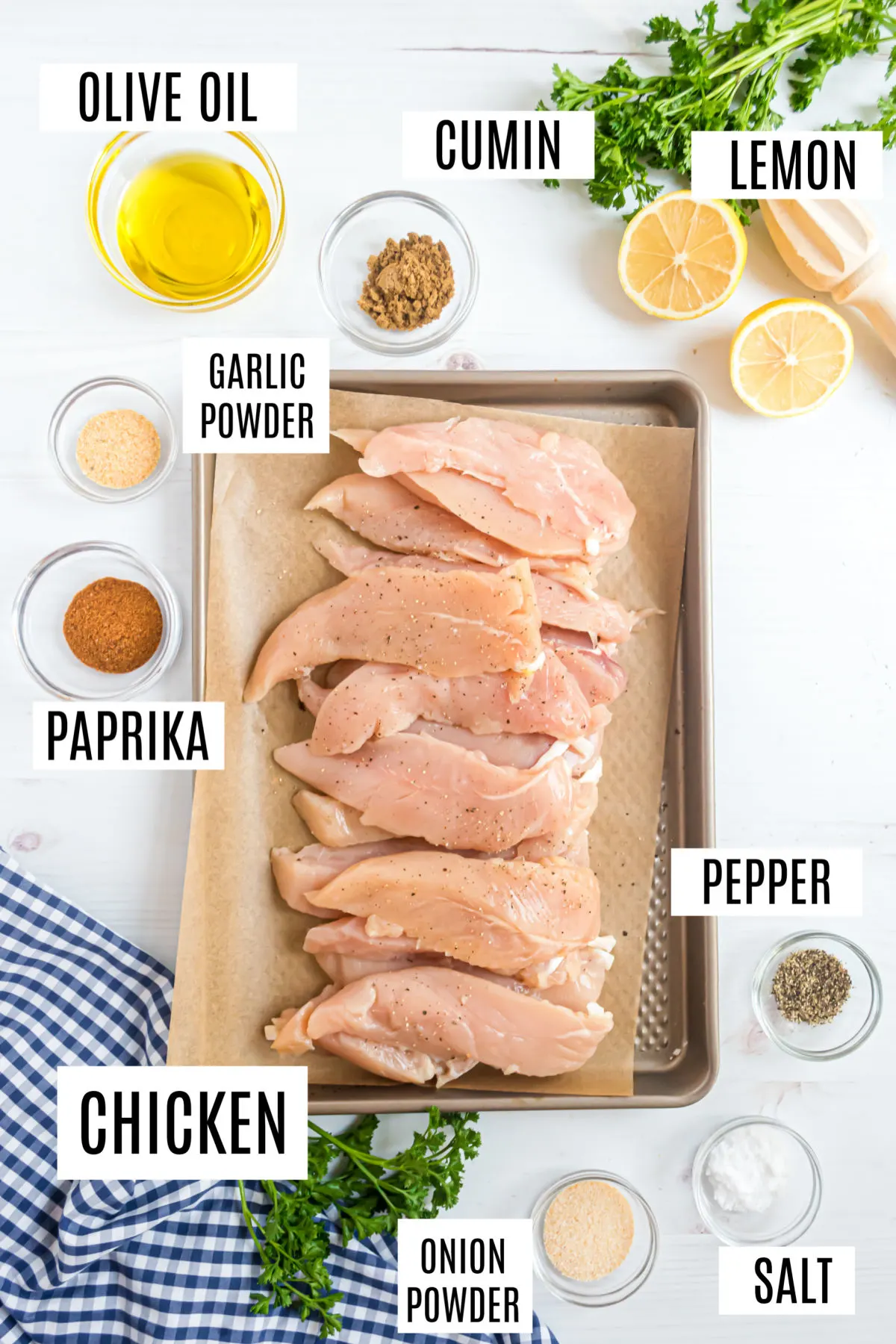 Ingredients needed for easy chicken tenders on the grill.