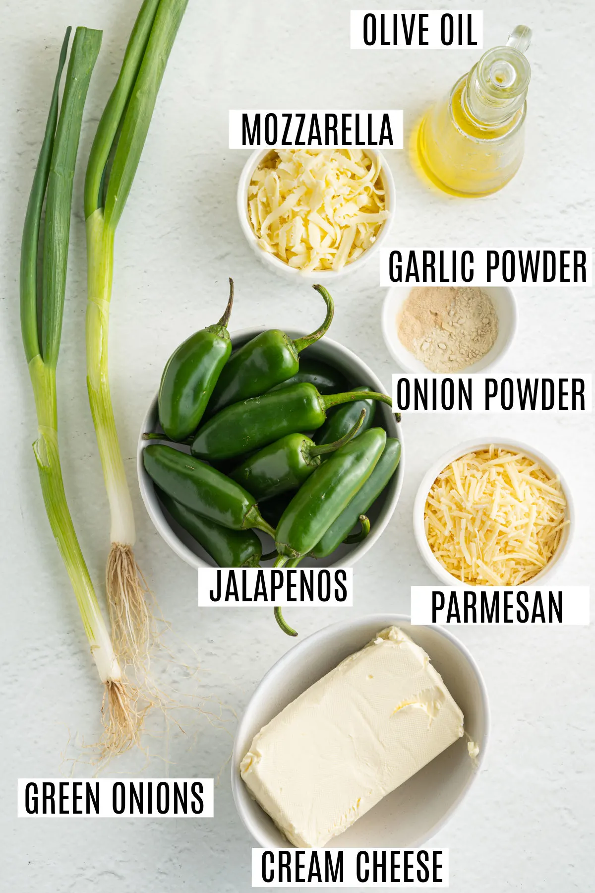 Ingredients needed to make baked jalapeno poppers.