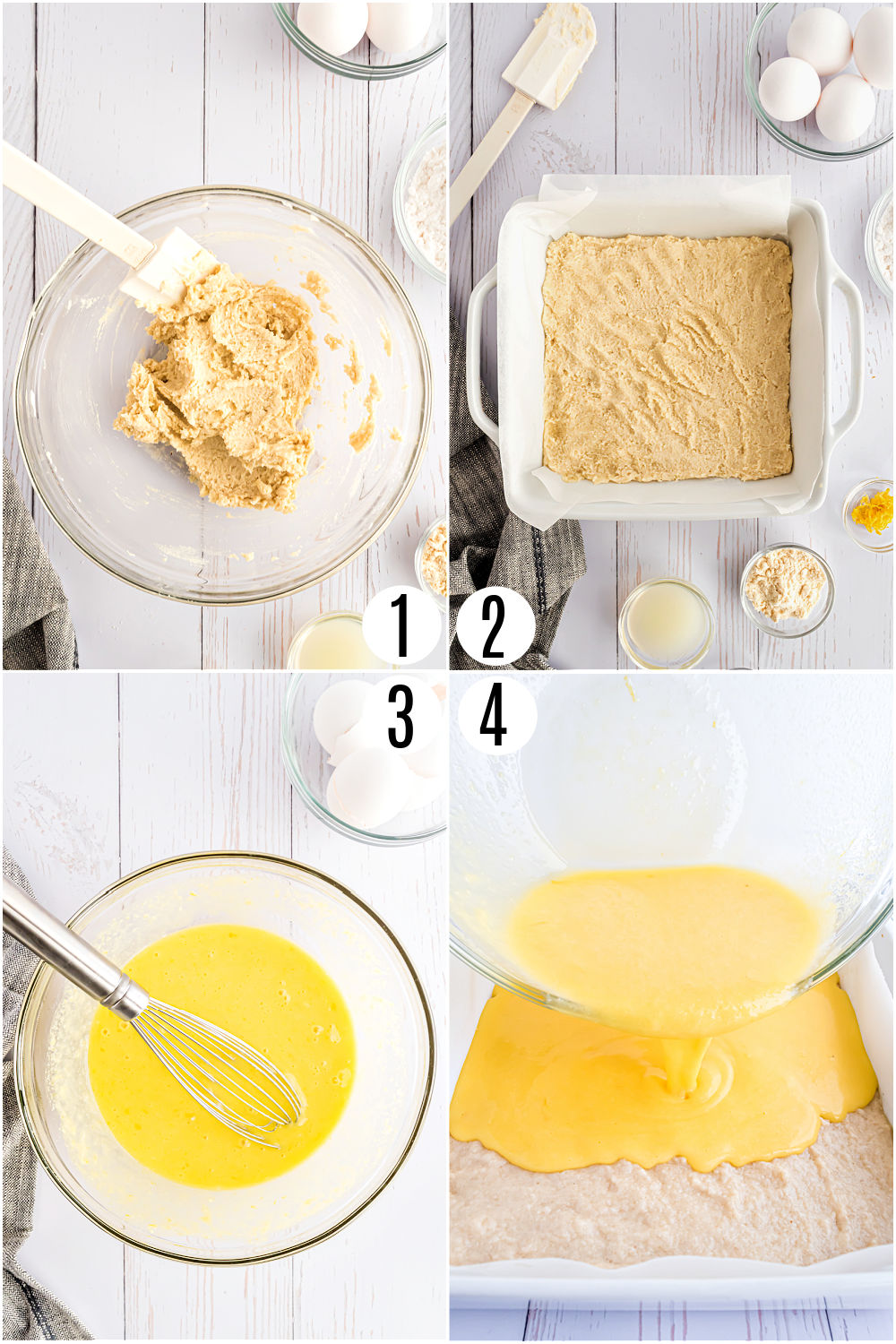 Step by step directions showing how to make lemon bars sugar free.