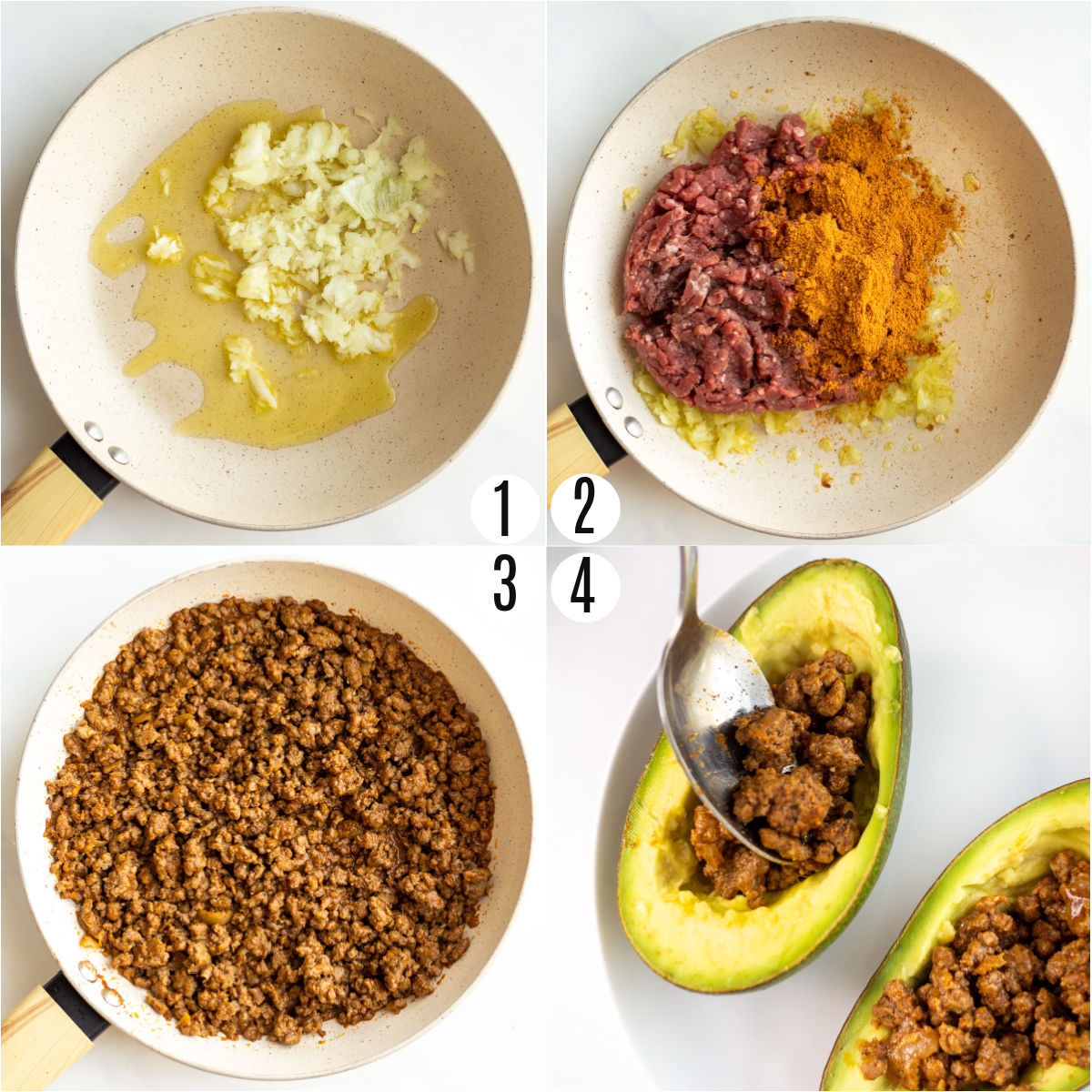 Step by step photos showing how to make avocado tacos.