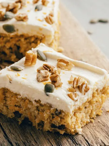 Sugar Free Carrot Cake is moist and sweet just like the classic version--without the extra carbs! Topped with a sugar free cream cheese frosting, this carrot cake recipe is keto, gluten free and freezer friendly!
