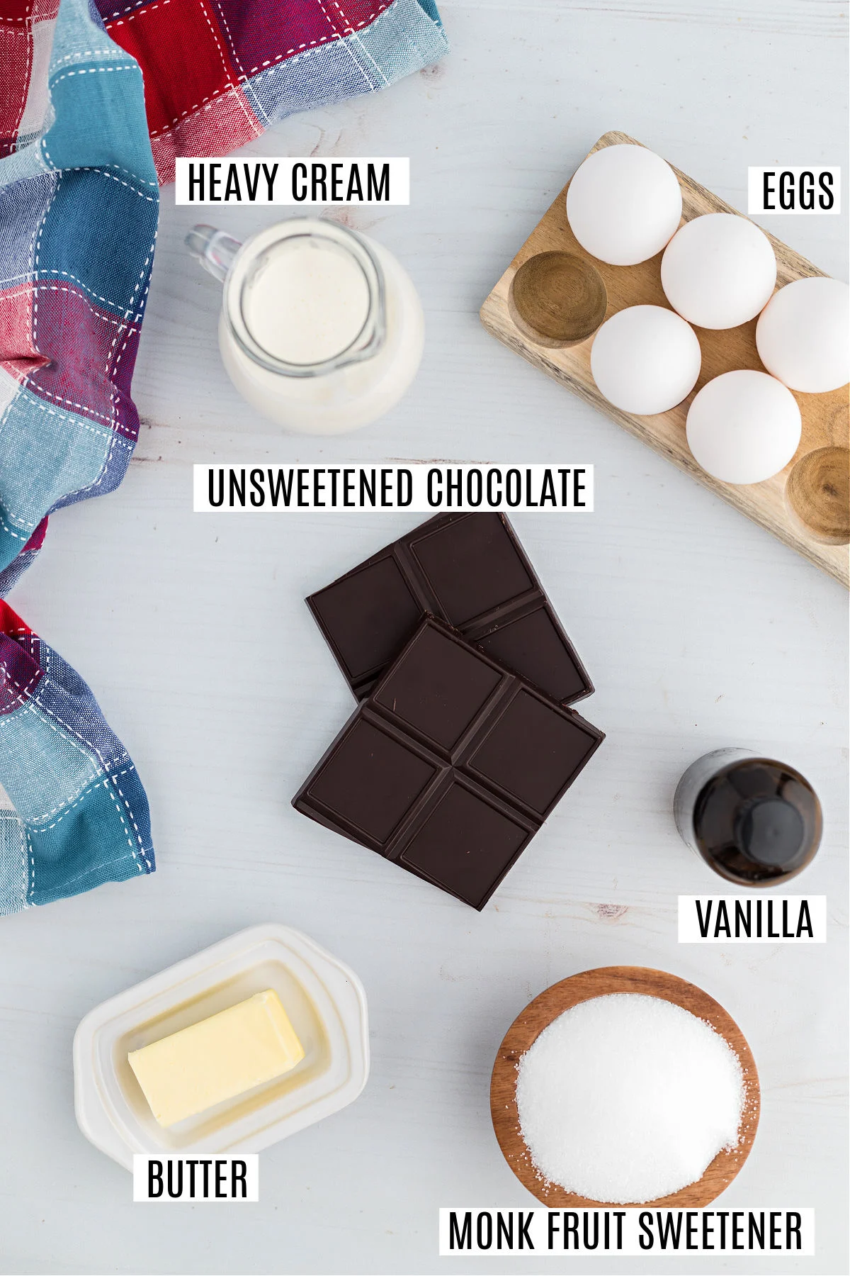 Ingredients needed to make sugar free chocolate pudding.