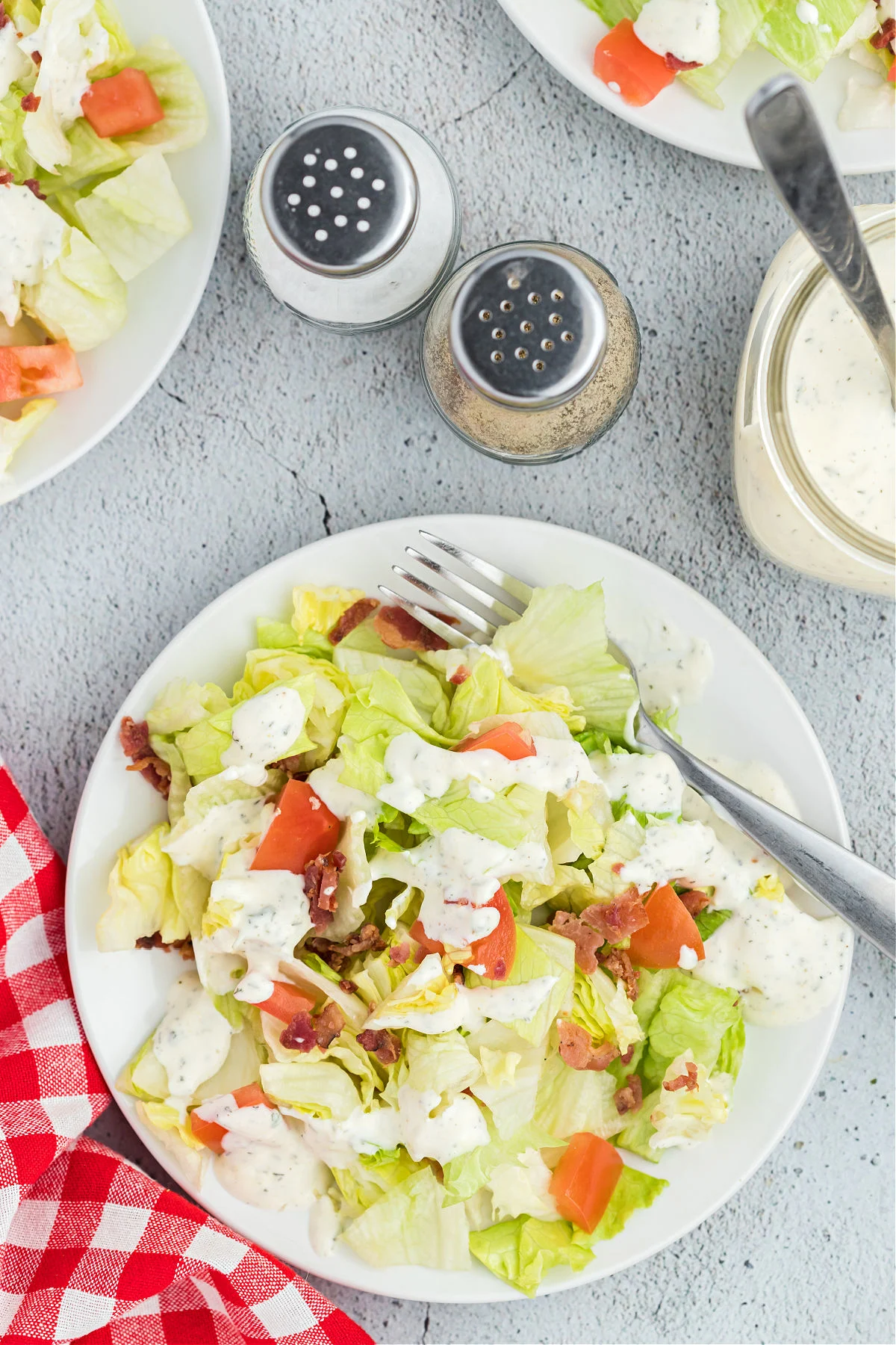 Wedge salad with homemade ranch dressing.