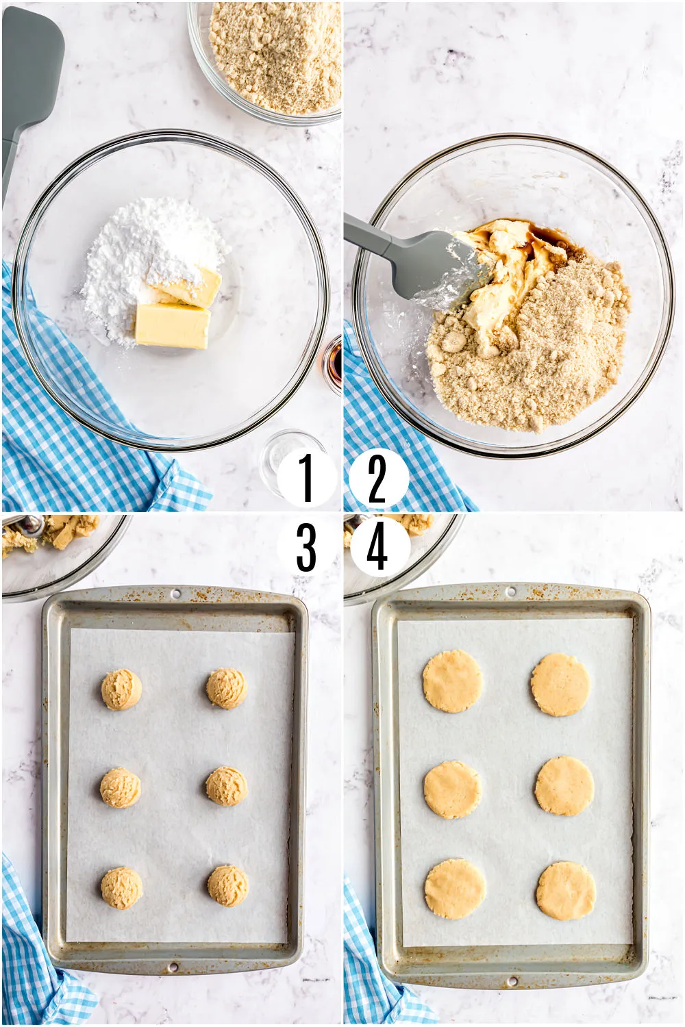 Step by step photos showing how to make shortbread cookies sugar free.