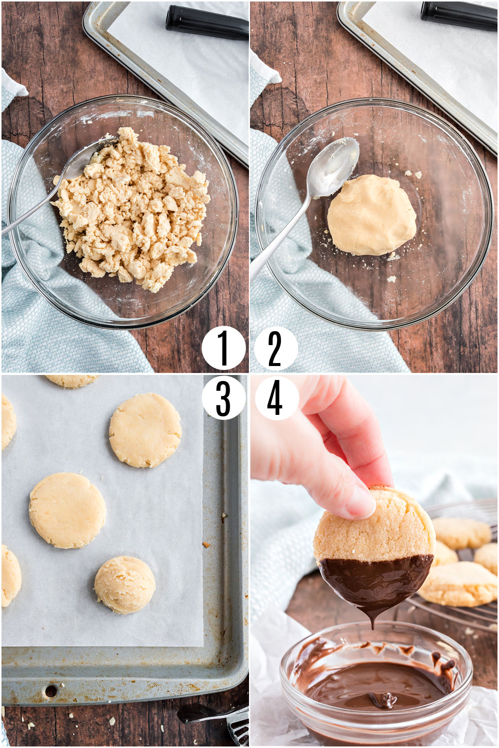 Step by step photos showing how to make sugar free coconut shortbread.