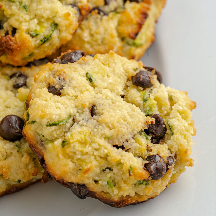 These Chocolate Chip Zucchini Cookies are soft, chewy and downright irresistible. Keto cookies are so good, no one will suspect there are vegetables hidden inside!