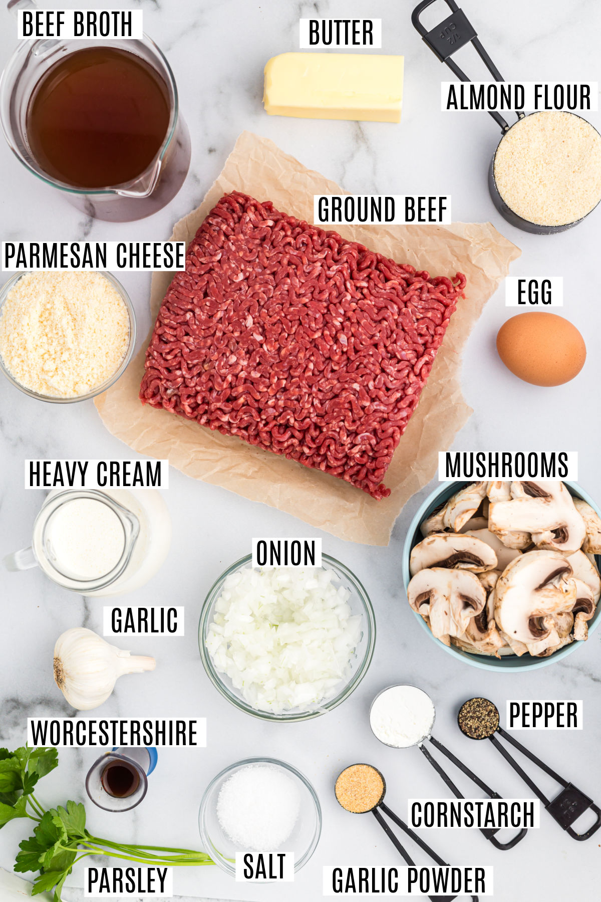 Ingredients needed to make low carb salisbury steak.