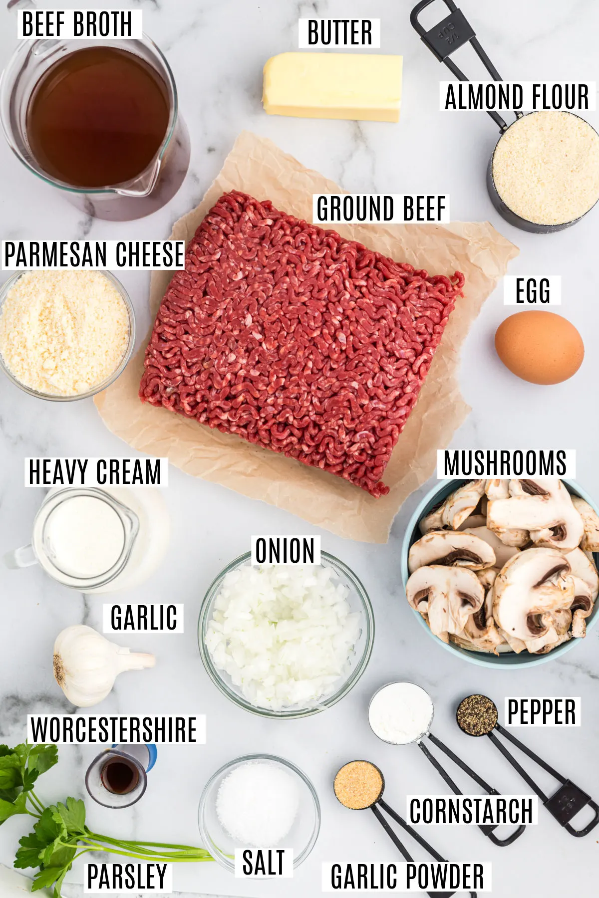 Ingredients needed to make low carb salisbury steak.