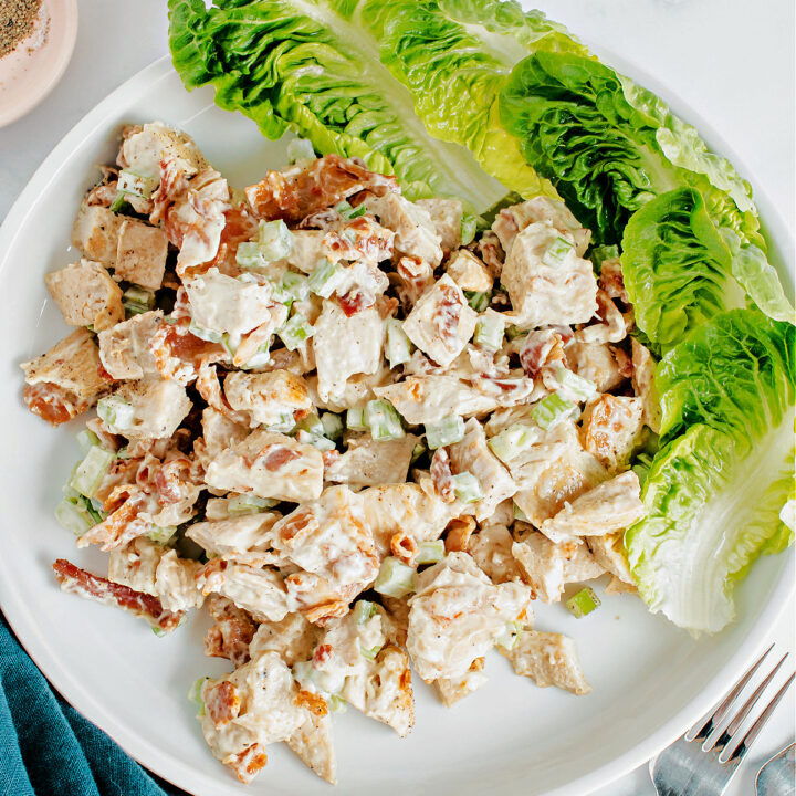 Classic Chicken Salad gets a keto makeover in this quick and easy low-carb recipe! Tender bites of chicken are tossed with crispy bacon, celery and a creamy mayo dressing for a satisfying meal in under 30 minutes.